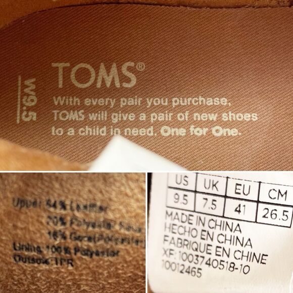 Toms Ella Chelsea Boots Skip On Booties in Honey Leather Faux Shearling Size 9.5 - Picture 13 of 15